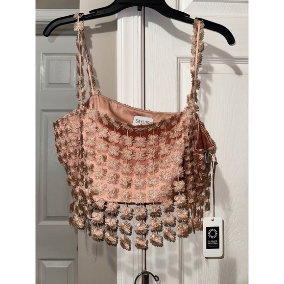 SAYLOR  ELIE Two-Piece Set Crop Top Maxi Skirt‎ Blush Pink Size L NWT - Picture 6 of 11